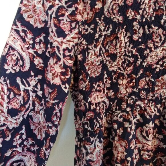 Knox Rose Thistle Floral Print Tunic Hi-Low Smocking Size S Boho - Picture 4 of 7